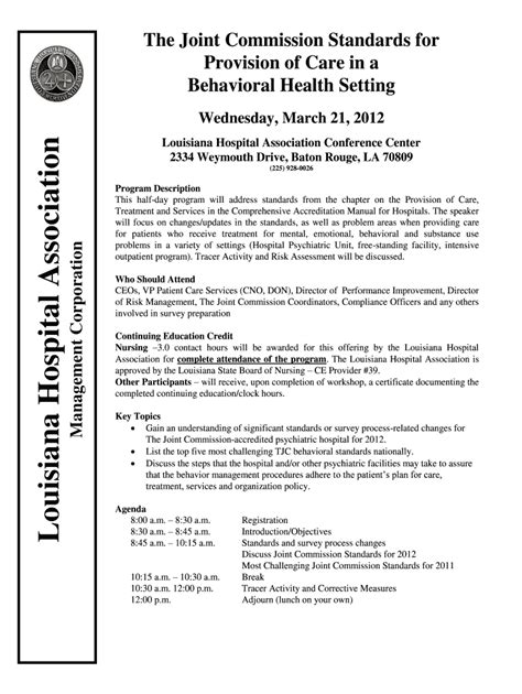 Fillable Online Lhaonline The Joint Commission Standards For Provision