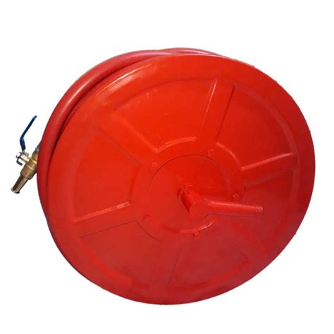 Mild Steel First Aid Hose Reel Drum With 30 Mtr Pipe And Nozzle Red