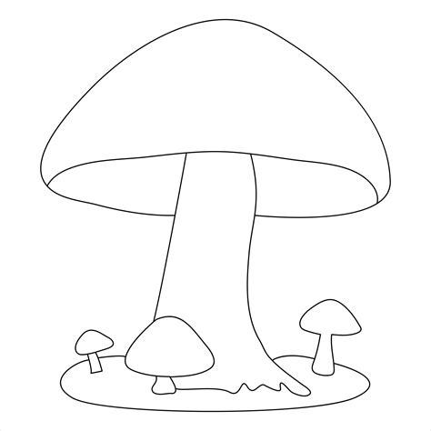 Single line continuous drawing of mushroom and mushroom outline vector ...