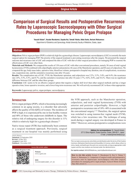 Pdf Comparison Of Surgical Results And Postoperative Recurrence Rates