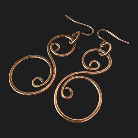 Figure Eight Earrings Hammered Copper Wire Earrings Antiqued Hoop