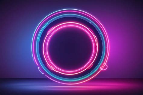 Premium Photo Glowing Round Frame Neon Light Vector Illustration