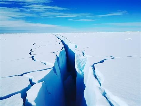 Premium AI Image | Melting glaciers of antarctica cracks in the ice climate change concept