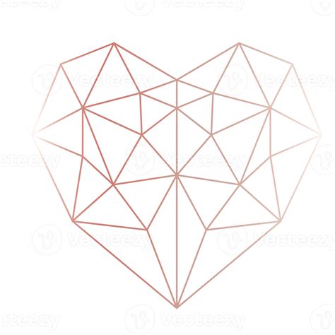 Free Rose Gold Heart Geometric Png With Transparent Background