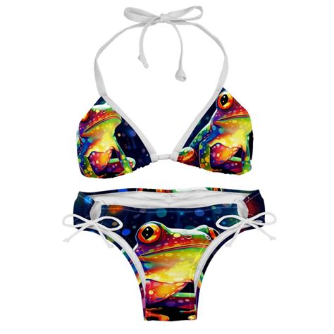 Starry Sky Frog Adjustable Strap Bikini Set With Detachable Sponge Two