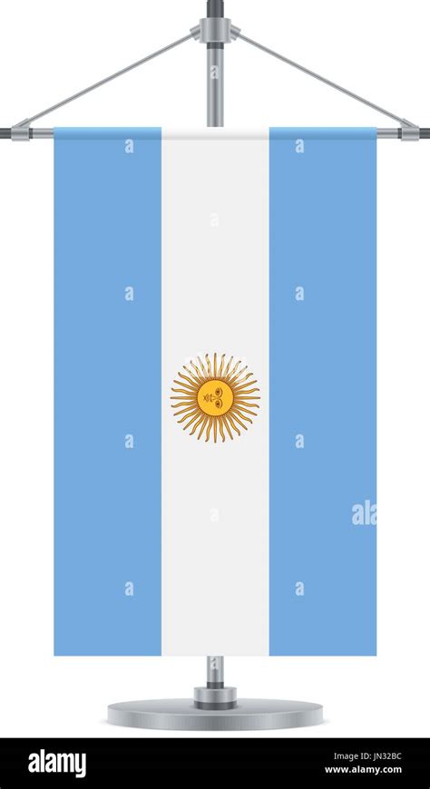 Flag Design Argentinian Flag On The Metallic Cross Pole Isolated