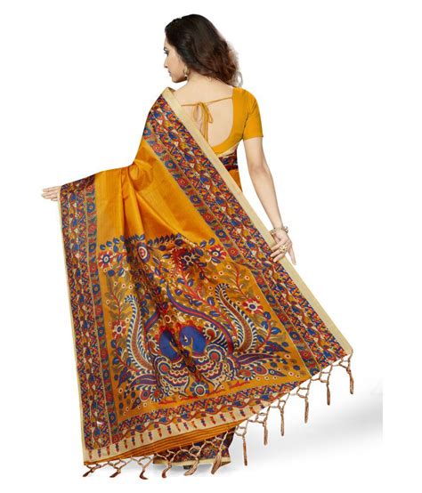 Ishin Yellow And Brown Bhagalpuri Silk Saree Buy Ishin Yellow And