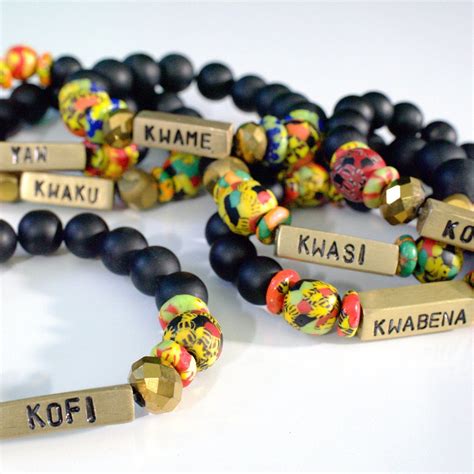 African Day Name Glass And Wood Bracelets African Bracelets African