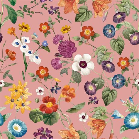 Pink floral seamless pattern, botanical | Premium Vector Illustration ...