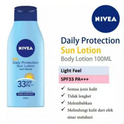 Jual Nivea Daily Protection Sun Lotion Spf33 Pa 100ml Nivea Sunblock