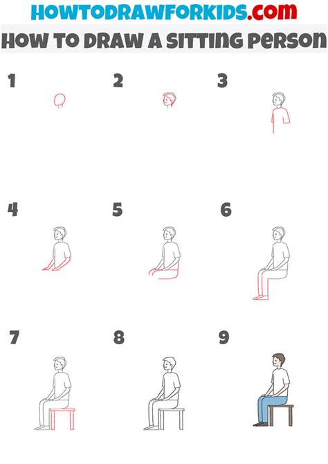 How To Draw A Sitting Person Easy Drawing Tutorial For Kids