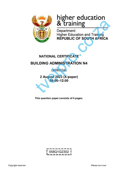 Building Administration N4 Question Papers 3