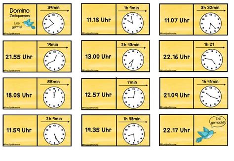 Domino Uhrzeiten Und Zeitspannen Unterrichtsmaterial Im Fach