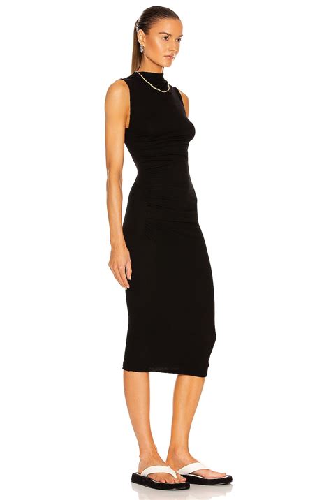 Enza Costa Silk Rib Sleeveless Twist Midi Dress In Black Fwrd