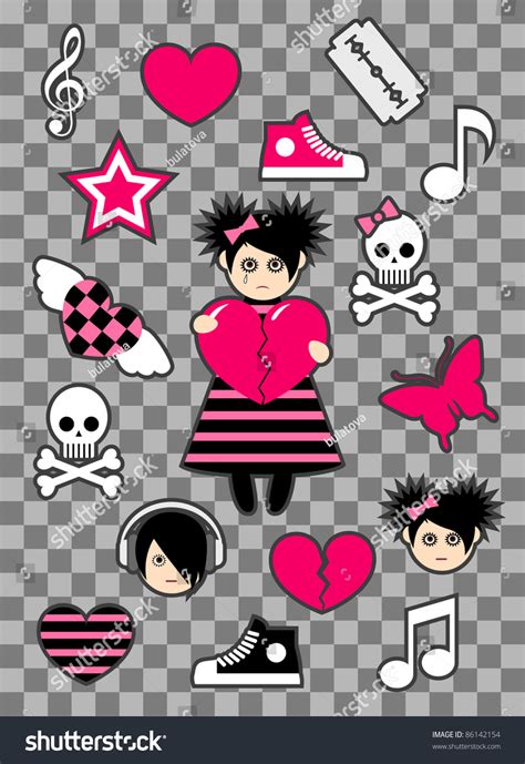 Emo Stickers Stock Vector (Royalty Free) 86142154 | Shutterstock