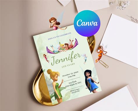 Editable Tinkerbell Birthday Invitation Printable Tinkerbell Birthday