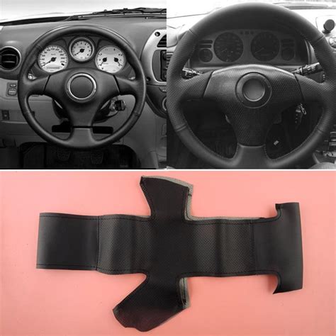 Pu Leather Hand Sewing Steering Wheel Cover Black Fit For Toyota Rav