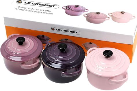 Le Creuset 3 Mini Cocottes 10cm, purple-mauve-pink | Advantageously shopping at Knivesandtools.com