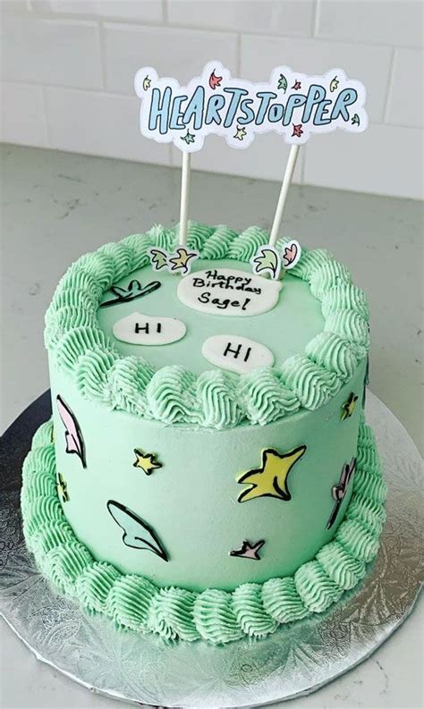 Heartstopper Themed Cake Ideas Light Green Heartstopper Cake