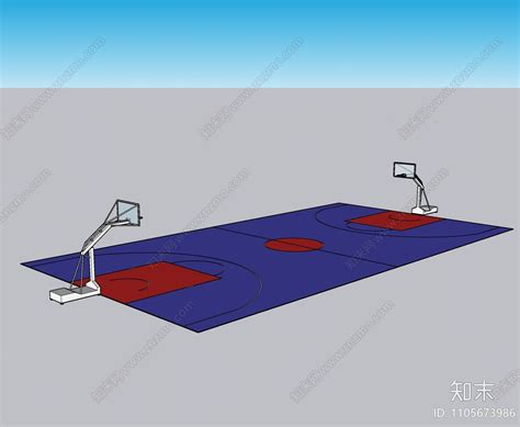 现代篮球场su模型下载【id1105673986】知末su模型网
