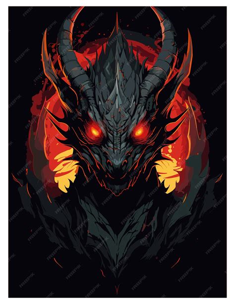 Premium Vector Closeup Of Dragon Spewing Flames On Black Background