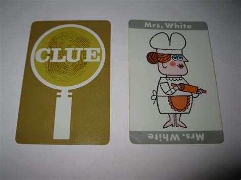 1963 Clue Board Game Piece: Mrs. White Suspect Card