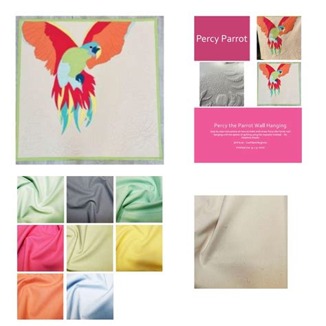 Delphine Brooks Pastel Percy Parrot Quilt Kit Instructions Fabric