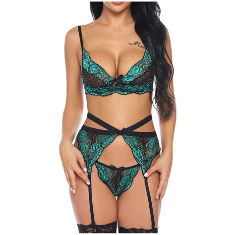 EHQJNJ Lingerie Dress Women Embroidery Lace Bra Lingerie With Garter