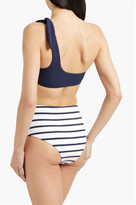 Eberjey One Shoulder Ribbed Bandeau Bikini Top The Outnet