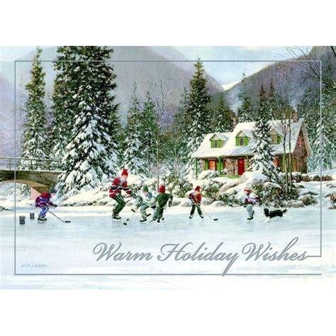 LPG Greetings 18 Count Winter Hockey Game Christmas Cards 52521