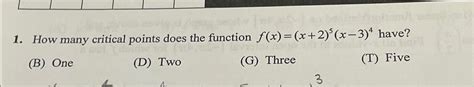 Solved How Many Critical Points Does The Function Chegg