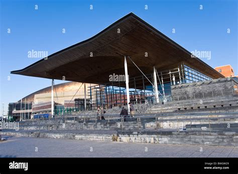 Exterior Of National Assembly For Wales Senedd Building At Cardiff Bay