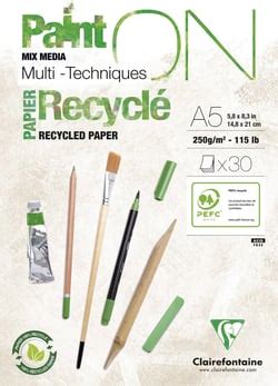 Bloc Dessin Multi Techniques En Papier Recycl Feuilles A