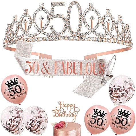 16th 50th Birthday Crown And Birthday Girl Sash Set Rhinestone Tiaras