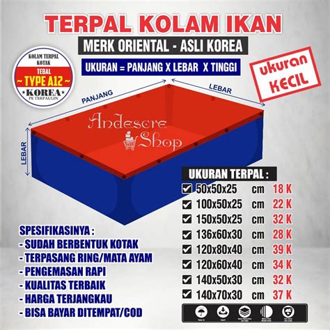 Jual Kolam Terpal Ikan TAMBAK Type Ketebalan A12 UKURAN KECIL ASLI