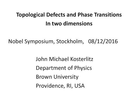 Pdf Topological Defects And Phase Transitions In Two Dimensions