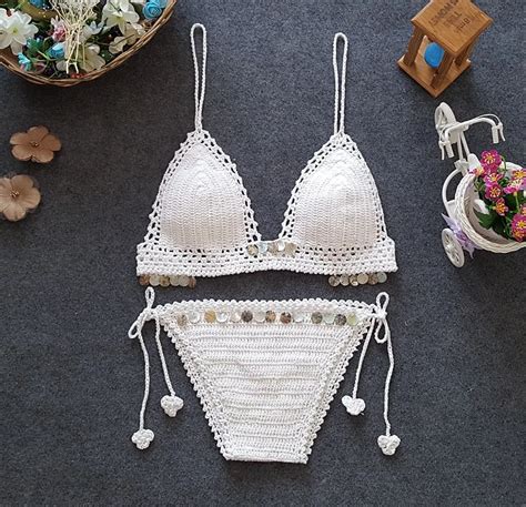 2018 Crochet Bikini Set Women Hand Make Swimsuit Knitted Swimwear