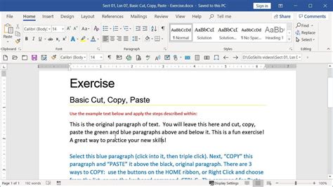 Basic Cut, Copy, Paste | Microsoft Word - Basic | GoSkills