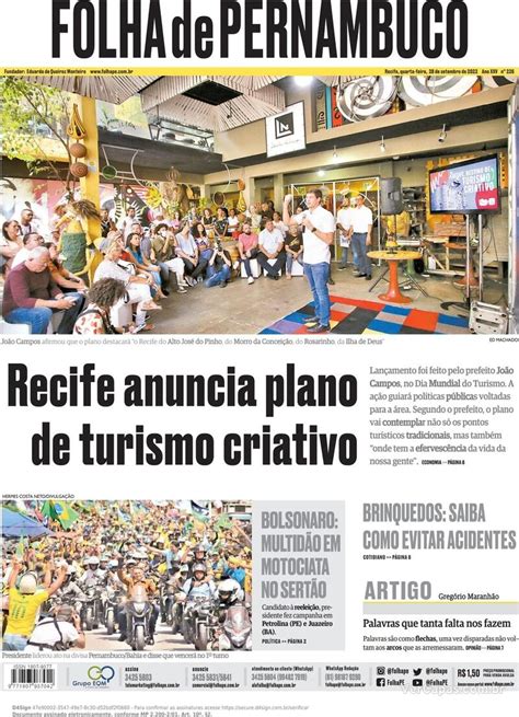 Capa Folha De Pernambuco Edi O Sexta De Dezembro De