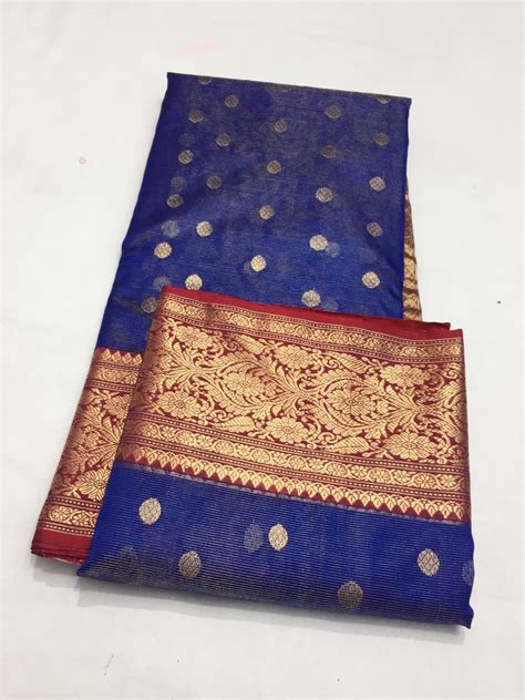 Buy Blue Chanderi Silk Tissue Saree ZU 334 Online In India