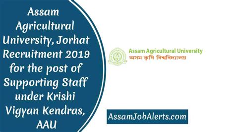 Assam Agricultural University Jorhat Recruitment For The Post Of