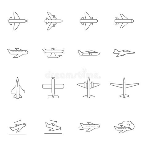 Airplane Outline Flat Icon On White Stock Vector Illustration Of