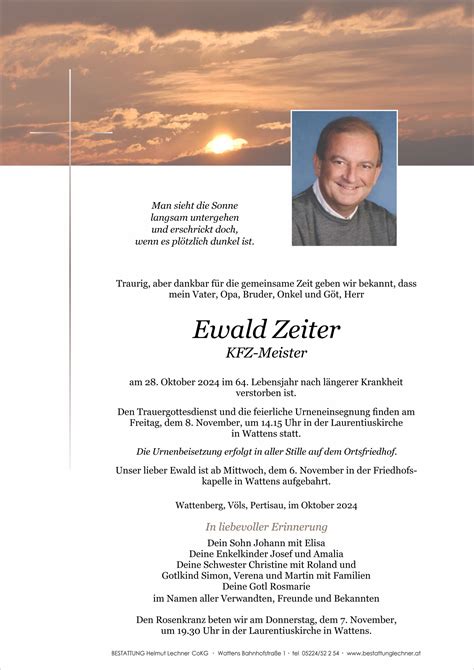 Ewald Zeiter Bestattung Lechner