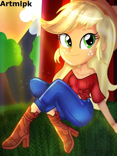 2311714 Safe Artist Artmlpk Applejack Equestria Girls G4