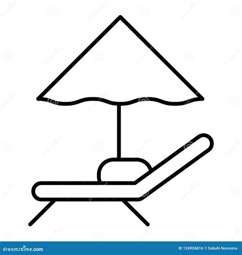 Umbrella And Lounger Thin Line Icon Beach Chair Sign Vector