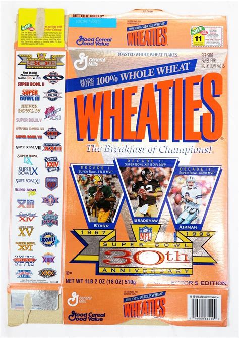 Vintage 1996 Wheaties Cereal Box Terry Bradshaw Bart Starr Troy Aikman