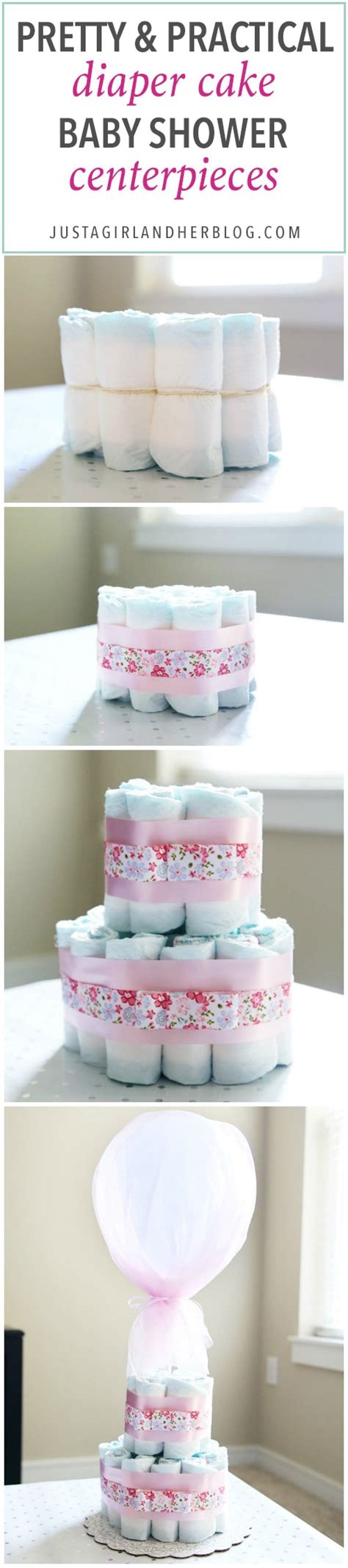 Diaper Cake Baby Shower Centerpieces - Just a Girl and Her Blog