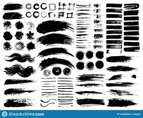 Set Of Brush Strokes Black Ink Grunge Brush Strokes Stock Vector