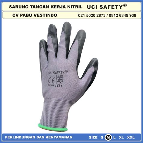 Sarung Tangan Safety Gloves Nylon Nitrile Coating Nitril Uci Safety