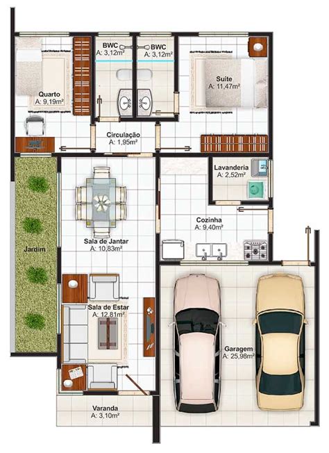 Plano de moderna casa con estilo mediterráneo